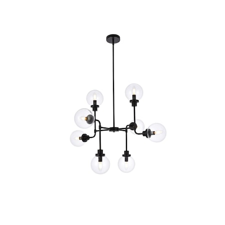 Living District Hanson 8 Lights Pendant In Black With Clear Shade LD7039D36BK